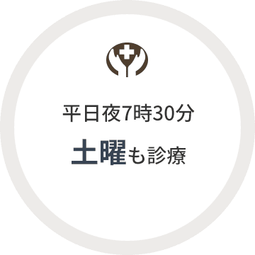 平日夜7時30分 土曜も診療